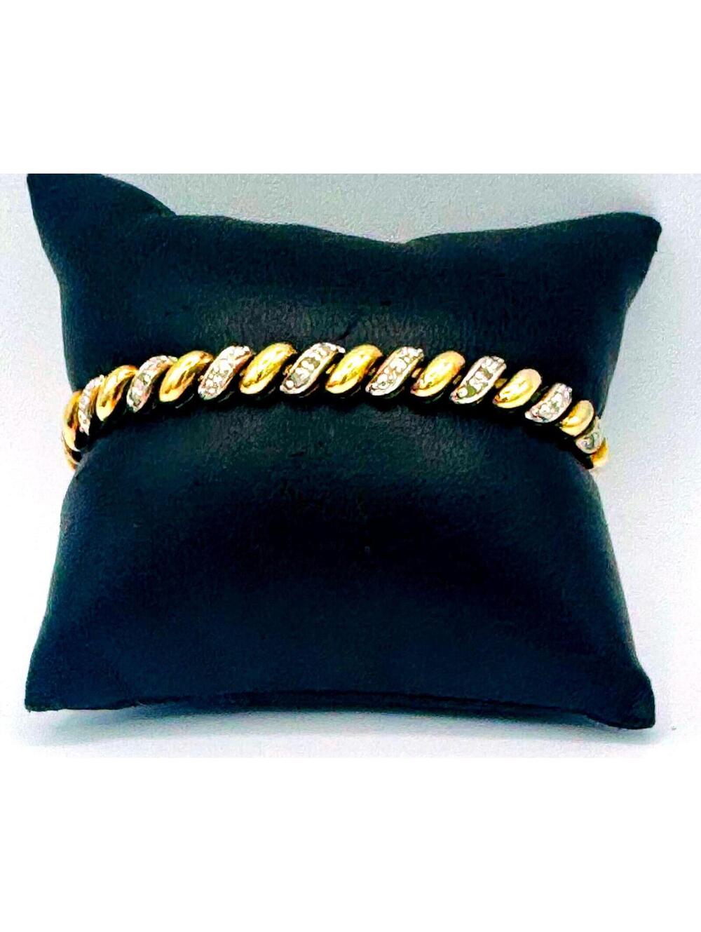 Vintage Gold plated over sterling with CZ links tennis bracelet
